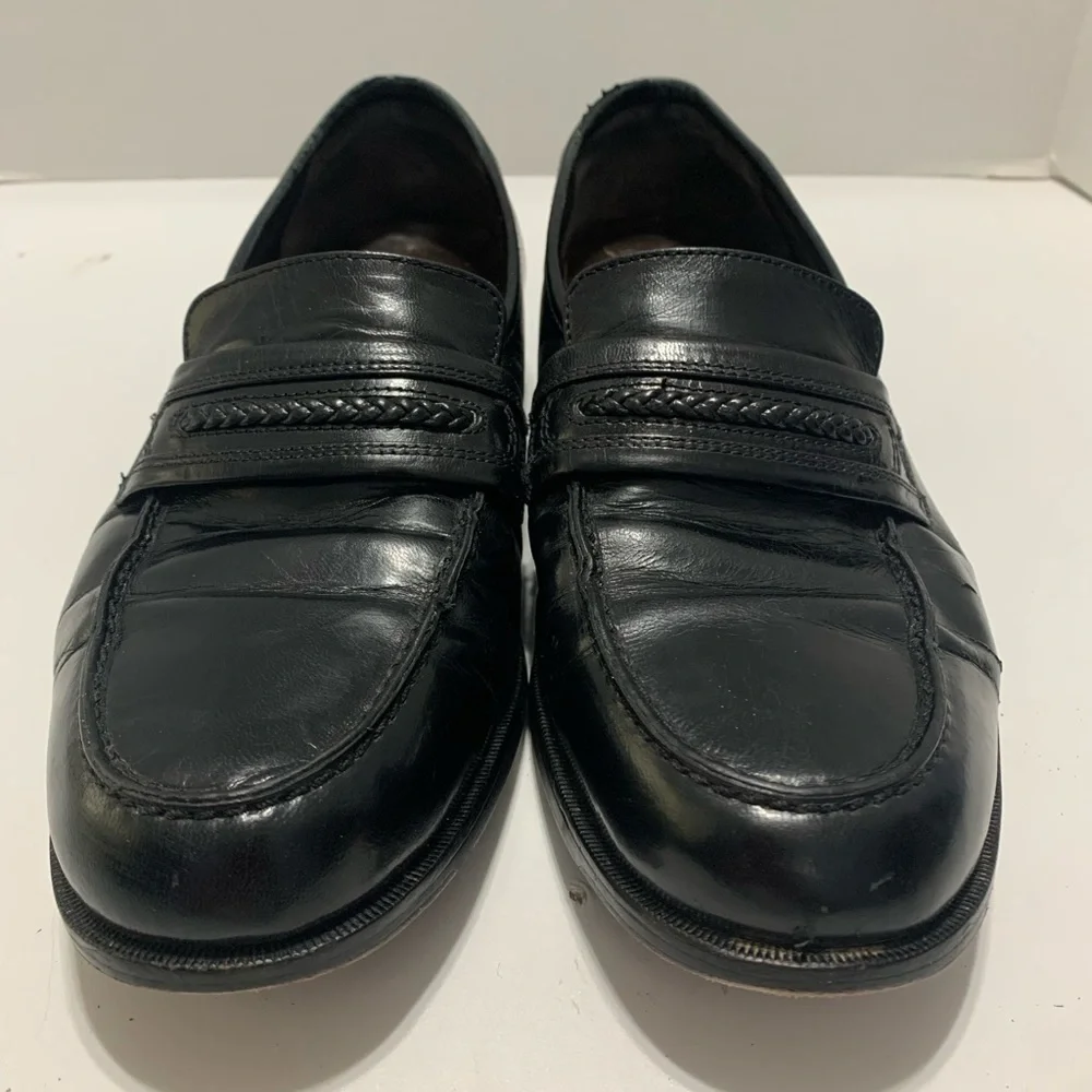 Nunn Bush Men’s Black Leather Braided Slip-On Loafers